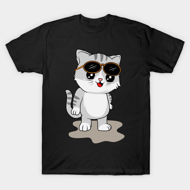 Stylish Kitty: Cat Wearing Cool Sunglasses - Trendy Tee for Cat Lovers T-Shirt by Hashed Art